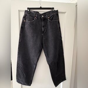 GAP Washed Black High Rise Barrel Leg Jeans